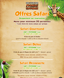 formule 3 menus parc animalier monde sauvage safari aywaille