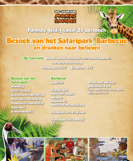 formule Verjaardagsfeestje combiné safari et fraxinus entreprise dierenpark monde sauvage safari aywaille